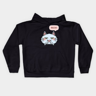 Pixel Art White Cat 8 Bit Illustration Kids Hoodie